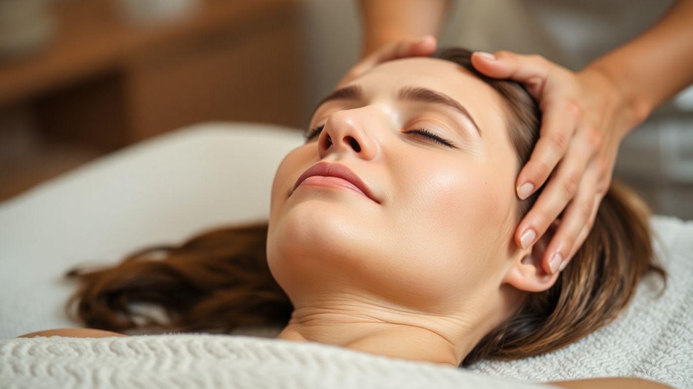 Personne détendue recevant un massage apaisant.